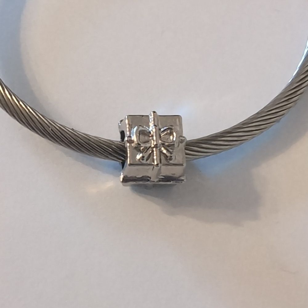 Silver Gift Box  Charm for Pandora‎ Style Bracelet